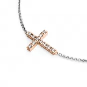 Náhrdelník s krížom a diamantmi 140018-NH01-BCV-DIA