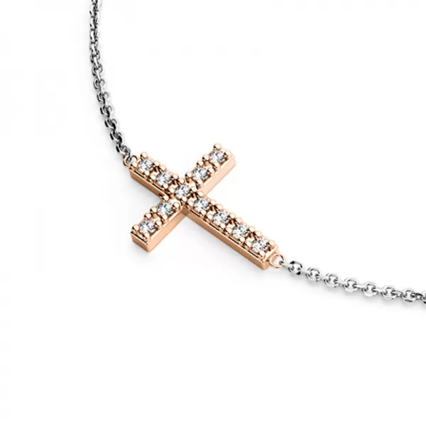 Náhrdelník s krížom a diamantmi 140018-NH01-BCV-DIA