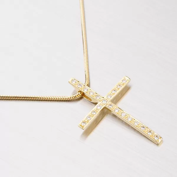 Veľký zlatý kríž so zirkónmi 182P-130017