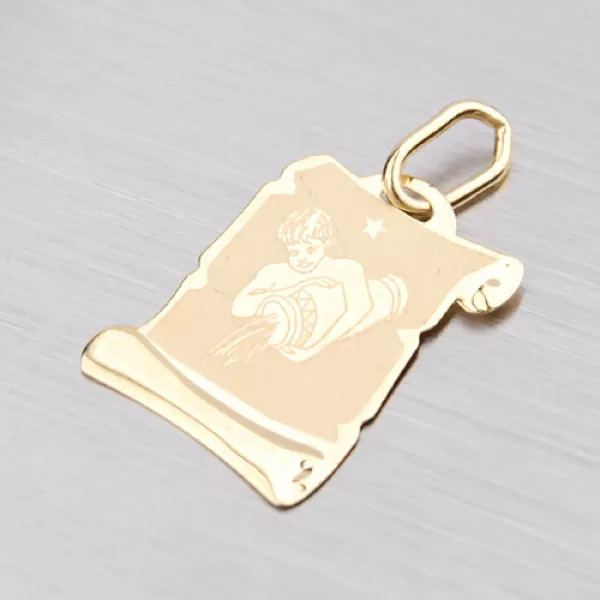 Zlatý prívesok pergamen - Vodnár 2-280-11