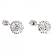 Strieborné náušnice kôstky s kryštálmi Swarovski biele okrúhle 31111.1