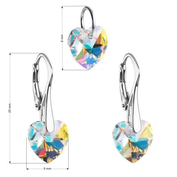 Súprava šperkov s kryštálmi Swarovski náušnice a prívesok AB efekt srdca 39003.2