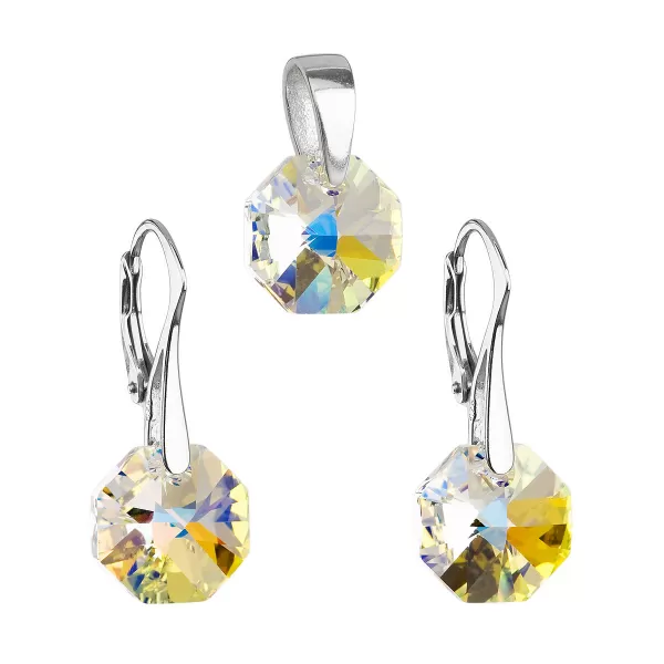 Súprava šperkov s kryštálmi Swarovski náušnice a prívesok AB efekt okrúhle 39055.2