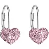 Strieborné náušnice visiace s kryštálmi Swarovski ružové srdce 31125.3