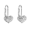 Strieborné náušnice visiace s kryštálmi Swarovski biele srdce 31125.1