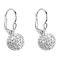 Strieborné náušnice visiace s kryštálmi Swarovski biele guličky 31110.1