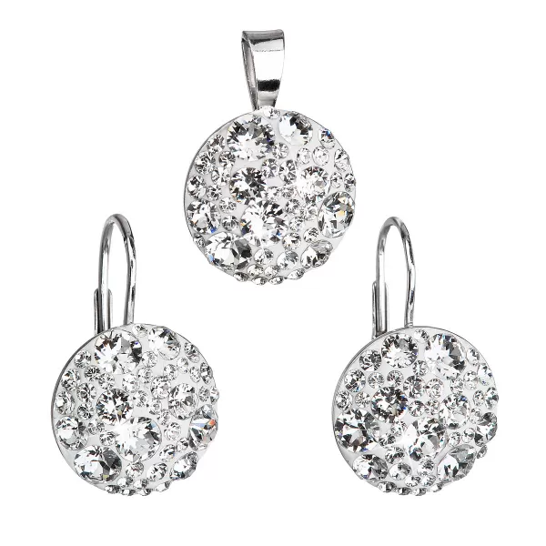 Súprava šperkov s kryštálmi Swarovski náušnice a prívesok biele okrúhle 39117.1