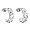 Strieborné náušnice kruhy s kryštálmi Swarovski biele polkruh 31118.1 kryštál