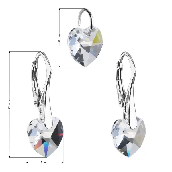 Súprava šperkov s kryštálmi Swarovski náušnice a prívesok biela srdce 39003.1