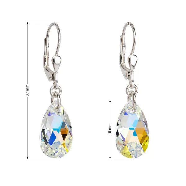 Strieborné náušnice visiace s kryštálmi Swarovski AB efekt slza 31063.2