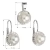 Sada šperkov s kryštálmi Swarovski náušnice a prívesok biely perla kolo 39091.1