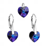 Súprava šperkov s kryštálmi Swarovski náušnice a prívesok modrá srdce 39003.5 heliotrope