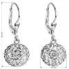 Strieborné náušnice visiace s kryštálmi Swarovski biele okrúhle 31109.1