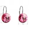 Strieborné náušnice visiace s kryštálmi ružové okrúhle 31106.3