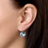 Strieborné náušnice visiace s kryštálmi Swarovski modré okrúhle 31106.3 aquamarine