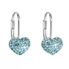 Strieborné náušnice visiace s kryštálmi Swarovski modré srdce 31125.3