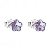 Strieborné náušnice pecka s kryštálmi Swarovski fialová kvietka 31080.3