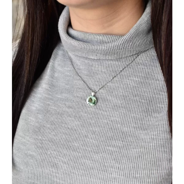 Strieborný prívesok s kryštálmi Swarovski zelený okrúhly-rivoli 34112.3