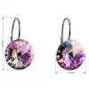 Strieborné náušnice visiace s kryštálmi Swarovski fialové okrúhle 31106.5