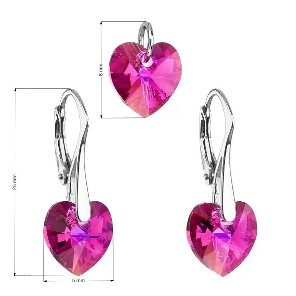 Súprava šperkov s kryštálmi Swarovski náušnice a prívesok ružové srdce 39003.4
