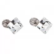 Strieborné náušnice pecka s kryštálmi Swarovski biely štvorec 31065.1