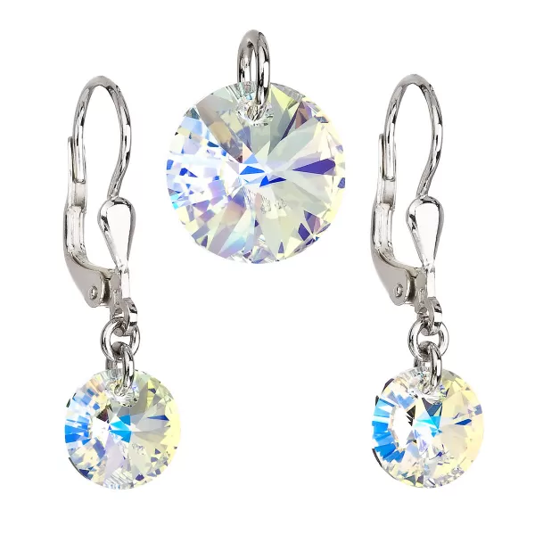 Súprava šperkov s kryštálmi Swarovski náušnice a prívesok AB efekt okrúhle 39090.2