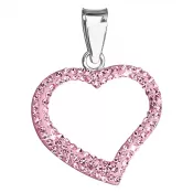 Strieborný prívesok s kryštálmi Swarovski ružové srdce 34093.3