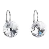 Strieborné náušnice visiace s kryštálmi Swarovski biele okrúhle 31106.1