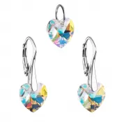 Súprava šperkov s kryštálmi Swarovski náušnice a prívesok AB efekt srdca 39003.2