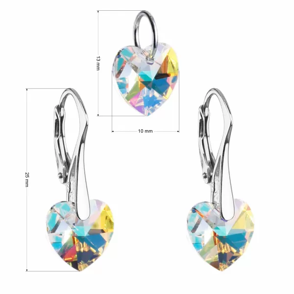 Súprava šperkov s kryštálmi Swarovski náušnice a prívesok AB efekt srdca 39003.2