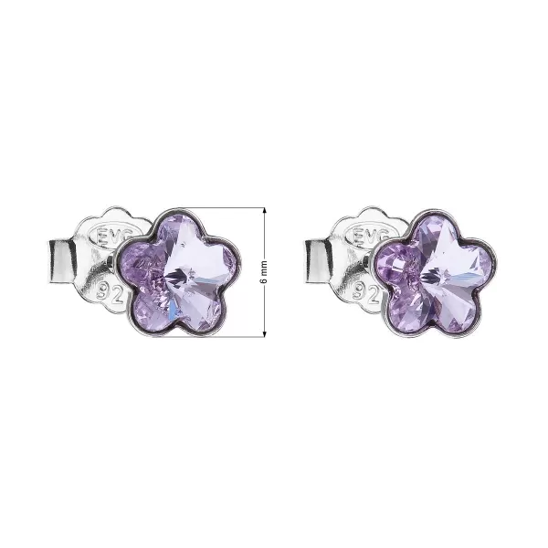 Strieborné náušnice pecka s kryštálmi Swarovski fialová kvietka 31080.3