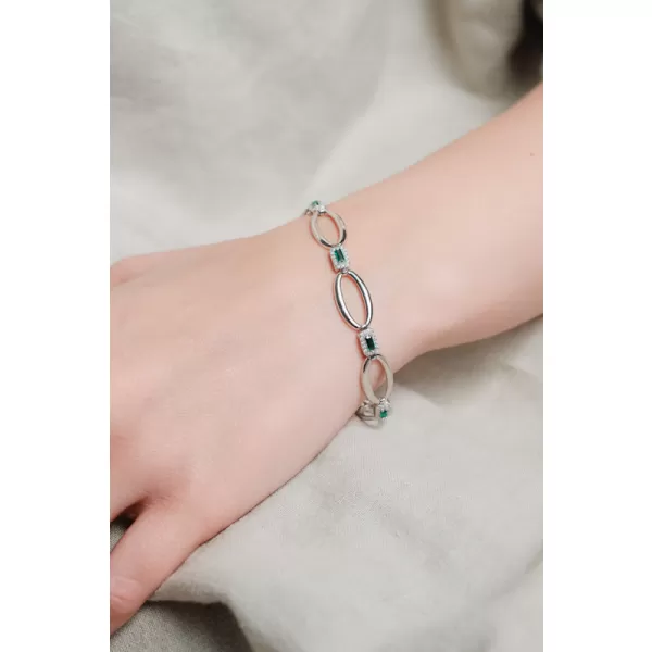 Dámsky náramok striebro 925 zirkón smaragdy PKL-4043
