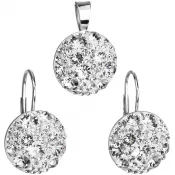 Súprava šperkov s kryštálmi Swarovski náušnice a prívesok biele okrúhle 39117.1