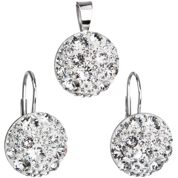 Súprava šperkov s kryštálmi Swarovski náušnice a prívesok biele okrúhle 39117.1