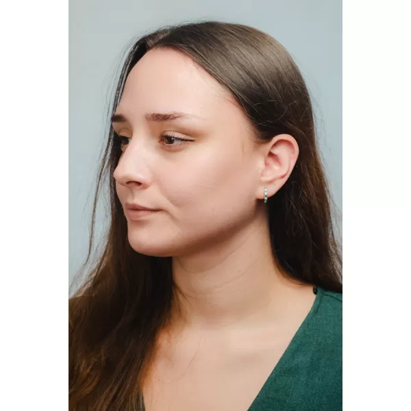 Dámske náušnice striebro 925 zirkón kruhy so zelenými kameňmi PKL-2275