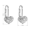 Strieborné náušnice visiace s kryštálmi Swarovski biele srdce 31125.1