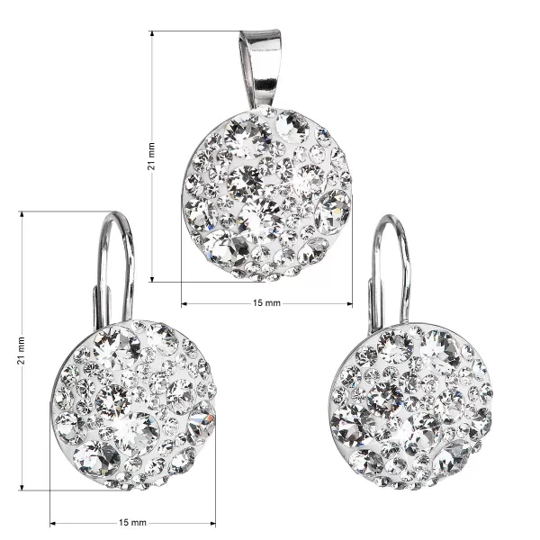 Súprava šperkov s kryštálmi Swarovski náušnice a prívesok biele okrúhle 39117.1