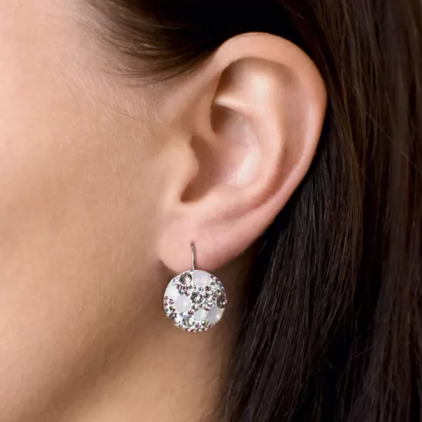 Súprava šperkov s kryštálmi Swarovski náušnice a prívesok ružové okrúhle 39117.3