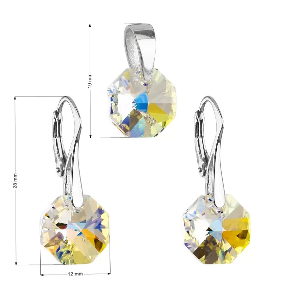 Súprava šperkov s kryštálmi Swarovski náušnice a prívesok AB efekt okrúhle 39055.2