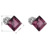 Strieborné náušnice pecka s kryštálmi Swarovski fialový štvorec 31065.3