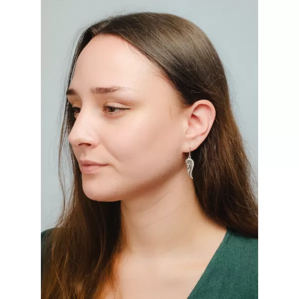 Dámske náušnice striebro 925 zirkón visiace anjelské krídla PKL-2280