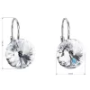 Strieborné náušnice visiace s kryštálmi Swarovski biele okrúhle 31106.1