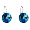 Strieborné náušnice visiace s kryštálmi Swarovski modré okrúhle 31106.5