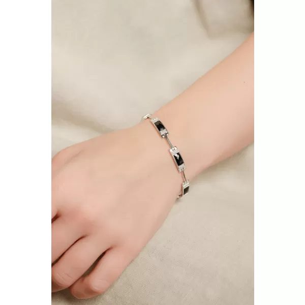 Dámsky náramok striebro 925 zirkón čierne kamene PKL-4044