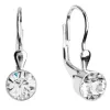 Strieborné náušnice visiace s kryštálmi Swarovski biele okrúhle 31112.1