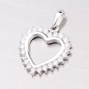 Strieborný prívesok - srdce so zirkónmi GKL788