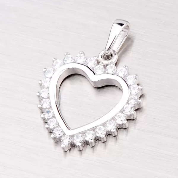 Strieborný prívesok - srdce so zirkónmi GKL788