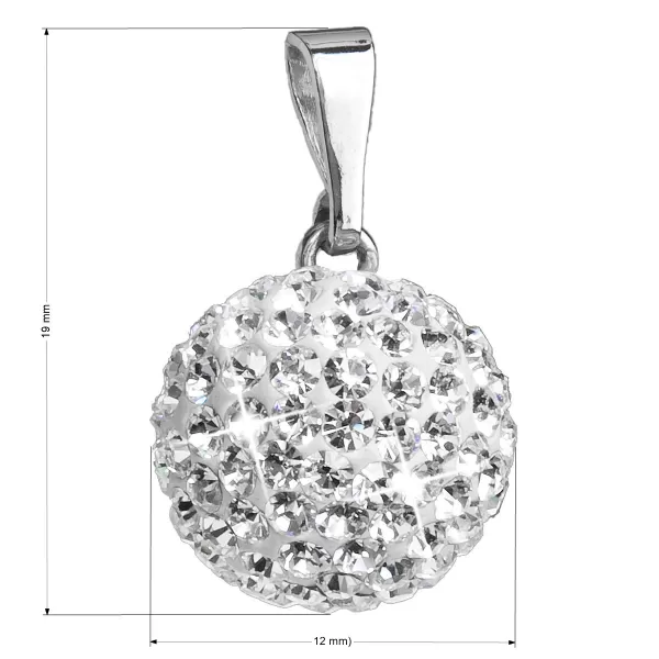 Strieborný prívesok s kryštálmi Swarovski biely okrúhly 34080.1