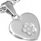 Oceľové srdiečko s kvietkom so zirkónmi GBPC397