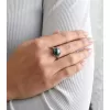 Strieborný prsteň s kryštálmi Swarovski a zelenou perlou 35021.3